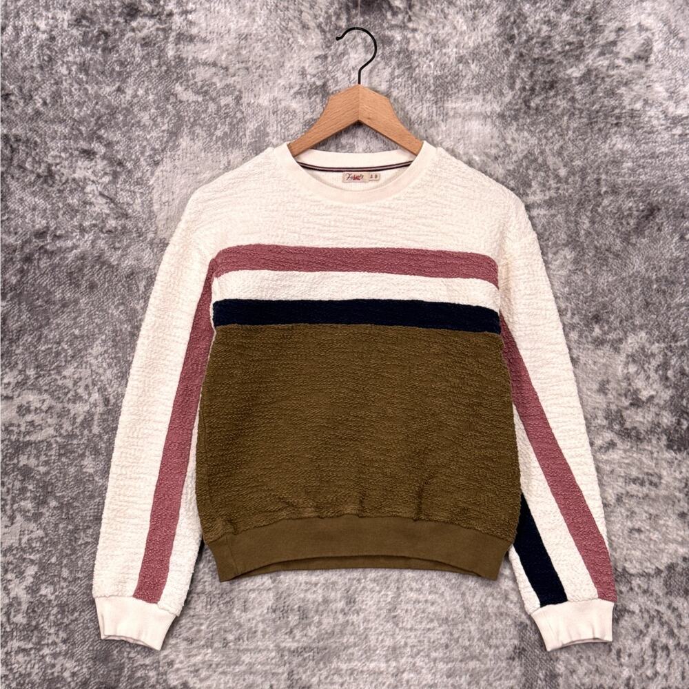 Faherty Vista Stripe Pullover Sweatshirt XS Womens Organic Cotton French Terry - Picture 1 of 9